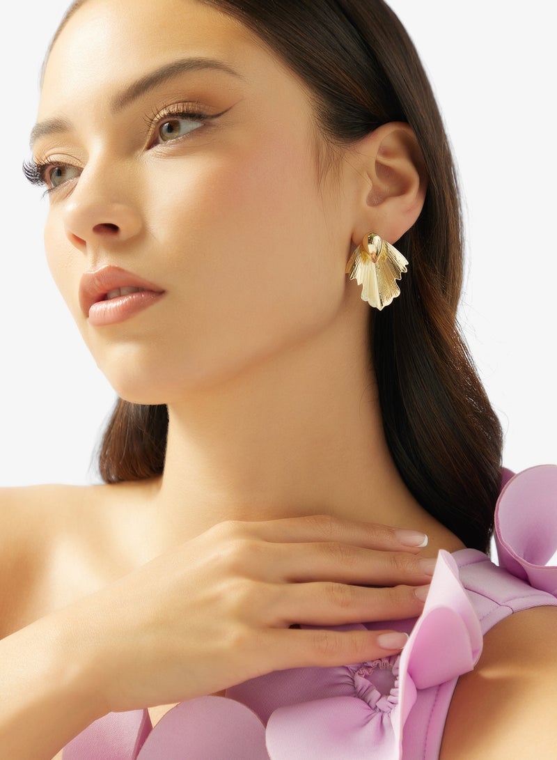 Ginger Chunky Asymmetical Gold Earrings - Image 3